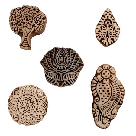 Set of 5 Piece New Mix Wooden Printing Blocks